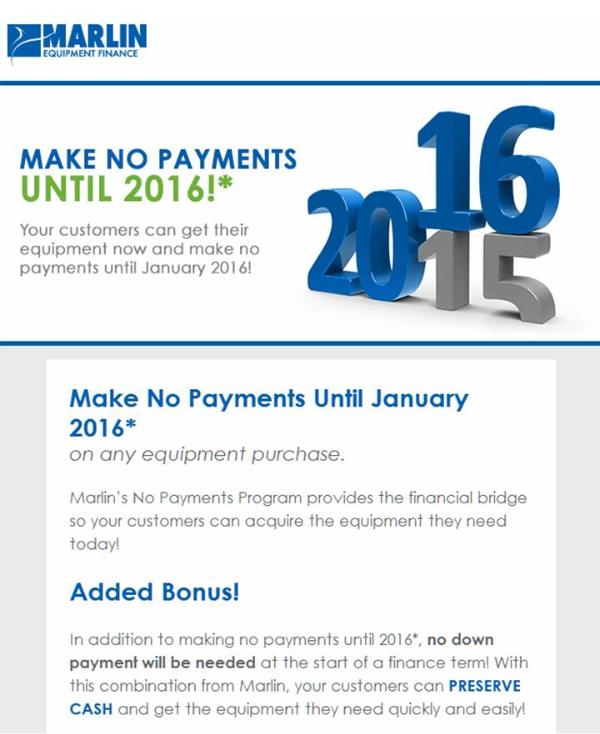 Marlin Leasing no payments until 2016